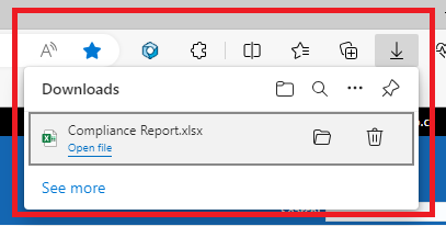 Shows the downloads folder, click on it to open the file in excel